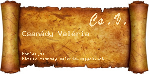 Csanády Valéria névjegykártya
